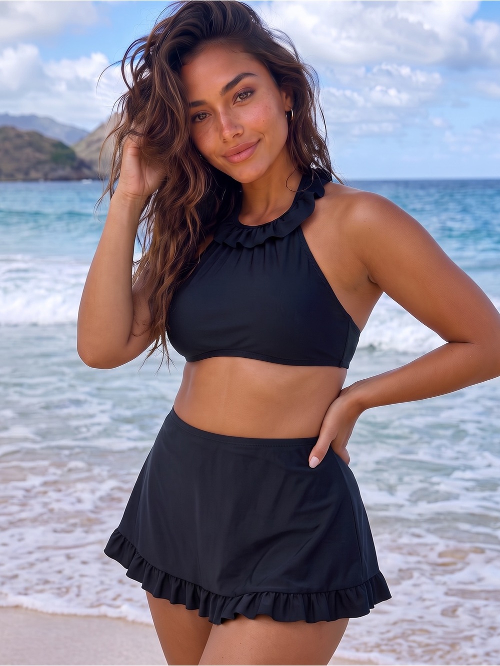 VINTAGE INGEAR Ruffled Swim Skirt